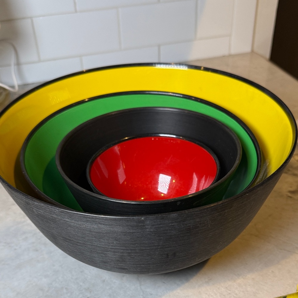Hoganas Keramit Colorful Nesting Bowls Set. Made in Sweden